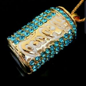 Goldtone necklace with enamel/crystal pendant NWT